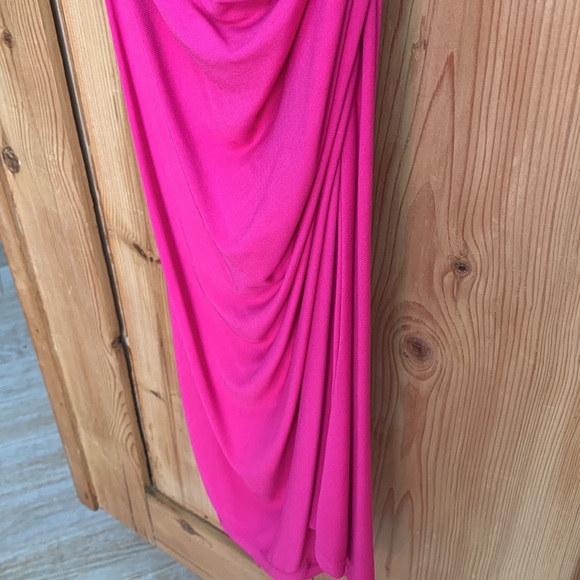 Kors Michael 💕 Barbie Hot Pink Bubblegum Ruched One Shoulder Dress Made Italy - Picture 7 of 16